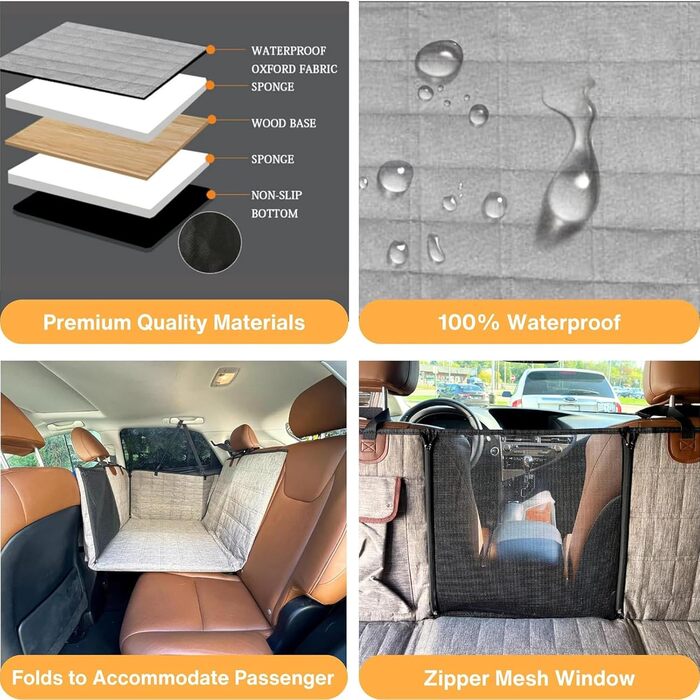 Підстилка для собак у багажник авто, водонепроникна, з твердим дном, до 130 кг, з сіткою, чорна