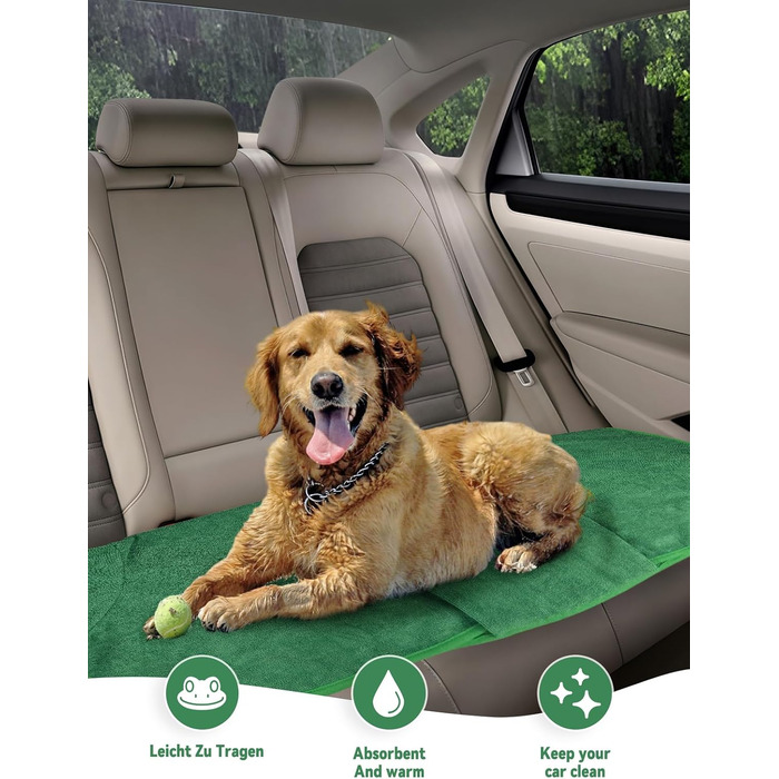 Рушник для собак JOLOV E Dog, супер вбираючий, для сушіння після купання, м'який, з регульованою застібкою, для лазні, плавання, прогулянок у дощ, розмір L, колір зелений, зображення жаби