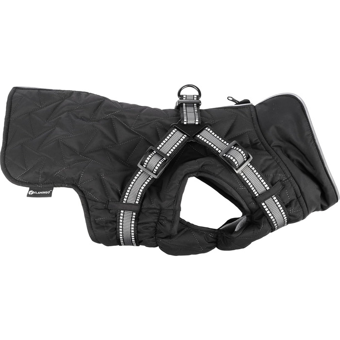 Зимовий одяг для собак - Flamingo Duker Чорний 35см - водонепроникний, світловідбиваючий, з регульованою шлейкою, з флісовою підкладкою
