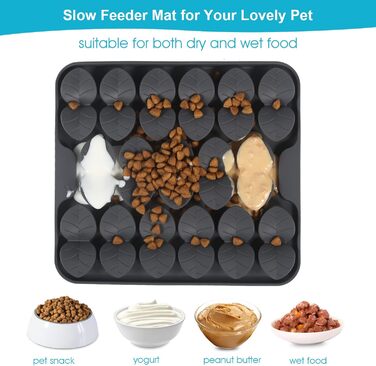 Килимок для собак VOOWO, силіконовий килимок-головоломка для собак, миска для повільного годування, килимок для годування собак, килимок-головоломка для маленьких, середніх та великих собак (сірий, маленький)