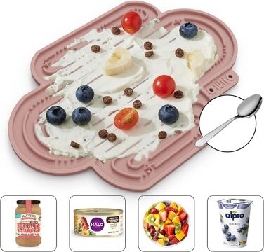 Лежак-іграшка для собак та котів OHMO Schleckmatte, 2 шт. - милий дизайн кактуса, силікон, 18x25.5 см (кораловий & вишневий)