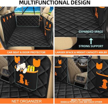 Розширювач для заднього сидіння автомобіля для собак, великий простір, чохол на сидіння для собак, жорстка основа, витримує 180 кг, водонепроникний чохол на заднє сидіння для собак, SUV, вантажівка