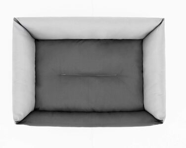 М'яке ліжко-софа для собак XL, 82x60 см, чорний колір, з екологічної льону (графіт з сірими боковинами)