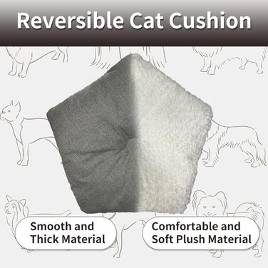 Намет для тварин Tipi: будиночок для собак та котів з м'яким лежаком (60x60x70 см, сірий)