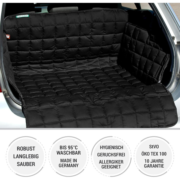 Захист для багажника Doctor Bark з підкладкою та захистом краю вантажного отвору, захист з усіх боків, миючий та гігієнічний - з бавовняної сумішевої тканини (Розмір L - 100x100 см/Чорний)