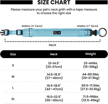 Нашийник для собак Exceent Eite Spanker: міцний, регульований, для навчання та прогулянок, чорний/блакитний (L)