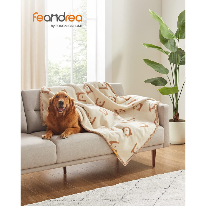 Покривало для собак Feandrea водонепроникне, Sherpa Fleece, XL 152x127 см, бежеве - захист для дивану, машинне прання