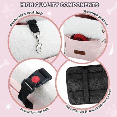 Автокрісло для собак з PU-шкіри, Рожевий колір