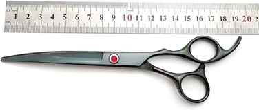 Професійний набір для грумінгу 7 дюймів: ножиці прямі та вигнуті, ножиці для фінальної обробки, гребінець та аксесуари, нержавіюча сталь, ергономічний дизайн, для догляду за тваринами вдома та в салоні, чорний