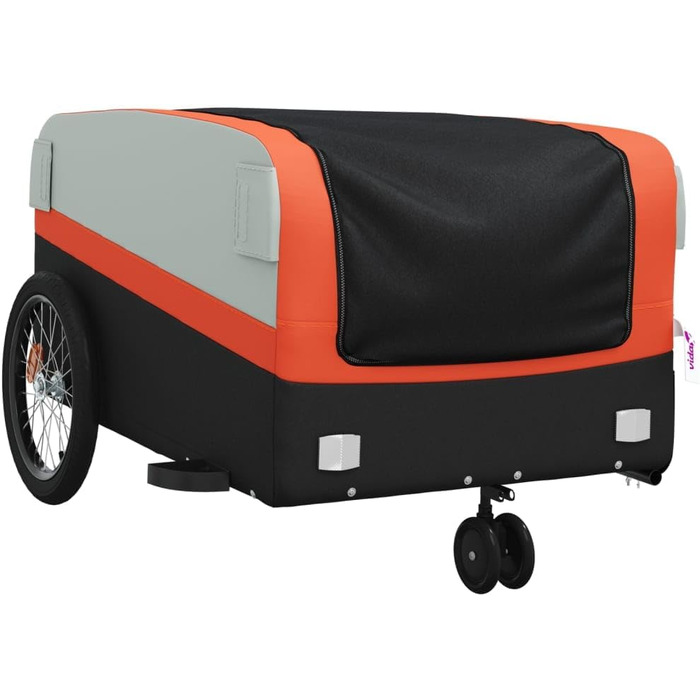 Причіп для велосипеда, вантажний/для собак, чорно-помаранчевий, 45 кг, сталь, для щоденного транспортування, універсальний, легко монтується