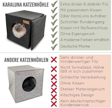 KaraLuna Будиночок для котів з фетру для стелажа IKEA Kallax/Expedit, затишна лежанка для великих котів або двох котів, темно-сірий