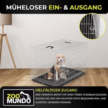Zoomundo XXL клітка для собак, металева переноска 121x74x81 см, складаний вольєр з пластиковим піддоном, чорний
