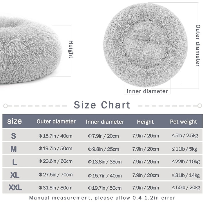 М'яке ліжко-подушка у вигляді пончика для собак та котів. Зручне, антиковзне, миється. Розмір S (40 см), колір коричневий