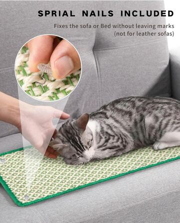 Килимок для дряпання котів JanYoo, сизаль, 60x25 см, 2 шт, зелений. Захист для підлоги, стін, меблів