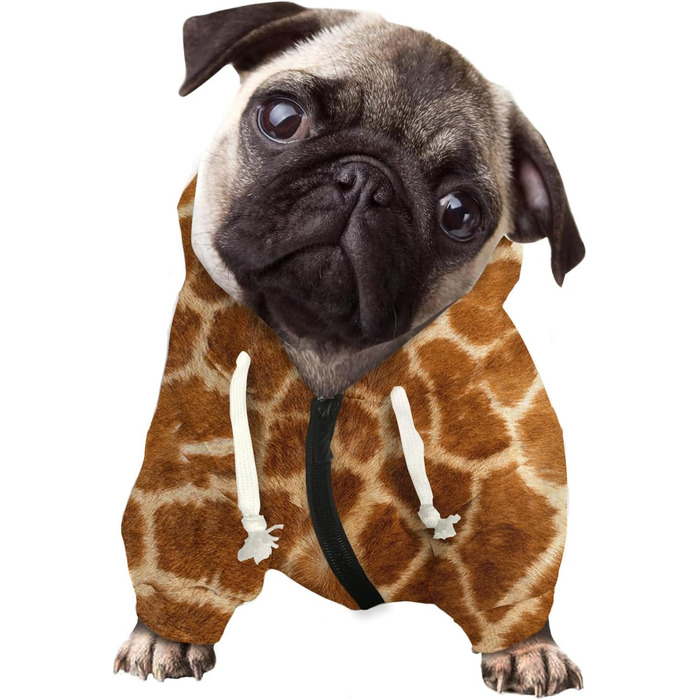 Пуловер для собак з принтом жирафи, одяг для тварин, зручний, з капюшоном, спортивний, для котів та собак, розмір 37x55x40 см