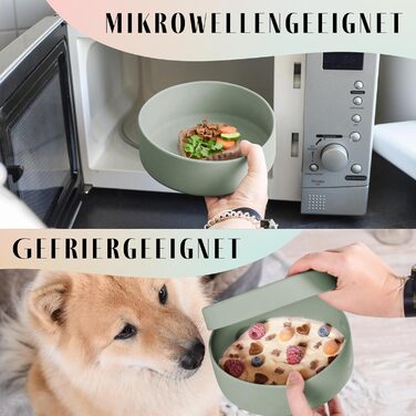 Силіконовий миска для собак ne&no® 1200 мл з кришкою | для маленьких та середніх собак | герметична, нековзна, набір sage green