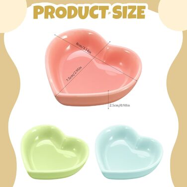 Набір мисок для тварин: хом'яки, їжаки, миші, морські свинки, серцеподібна форма, 3 шт.