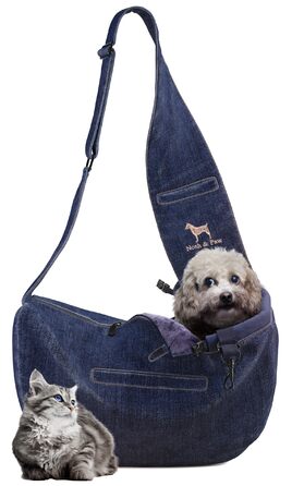 Трансформер для собак Noah & Paw до 5 кг: сумка-переноска з регульованим ременем та м'яким хутром, 3 системи безпеки, преміум денім
