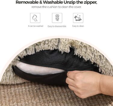 Кругле ліжко для собак та котів, Deluxe, сірий колір, Ø 60 см, зручне та миється