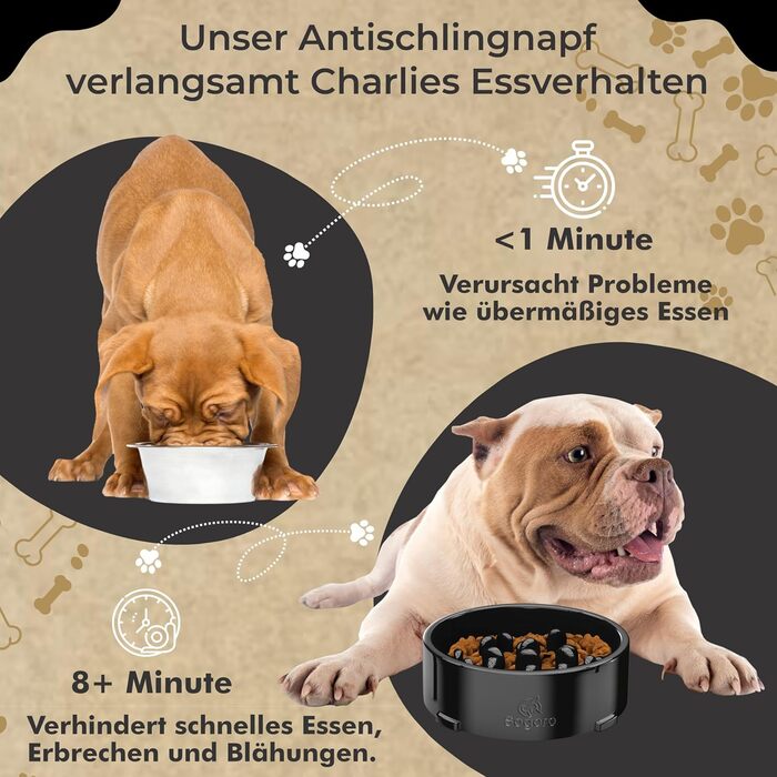 Миска для собак Anti Schling Napf з щіткою для легкого очищення, об'єм до 700 мл, з антиковзаючою основою, для середніх та великих собак, чорна