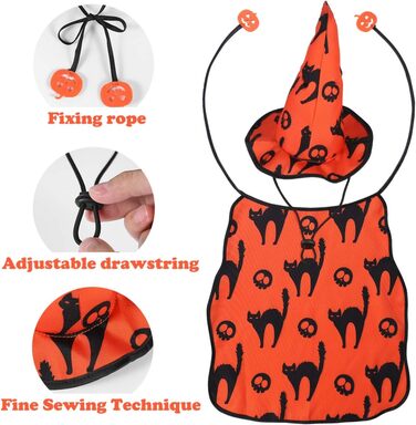 Костюм для собак на Хелловін POPETPOP – костюм чарівника для домашніх тварин, мантия з капелюшком відьми, для цуценят та котів, костюм на Хелловін