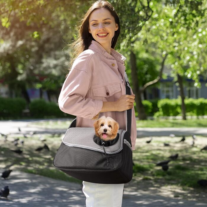 Сумка-переноска для собак та котів, чорна, до 5 кг, регульована, для прогулянок