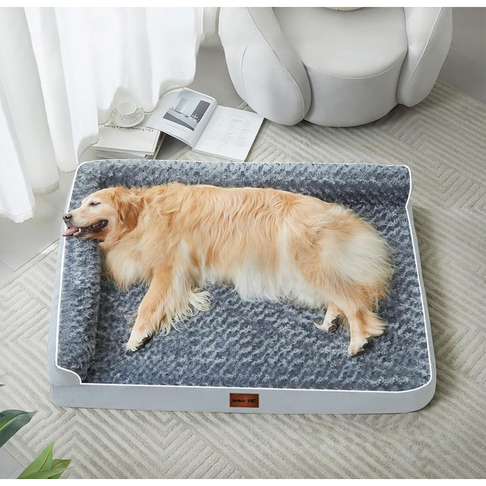 Ортопедичні лежанки для собак великих порід - водонепроникні, з водонепроникним підкладом, з неслизьким дном, знімний та пральний чохол (XL: 107 x 81 x 18 см)