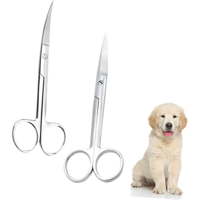 Набір з 2 професійних ножиць для грумінгу домашніх тварин Ipetboom з нержавіючої сталі, круглий ножі, для дому та салону, прямі та зігнуті кінчики