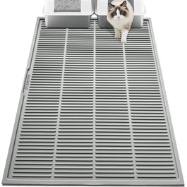 Килимок для котячого туалету PetNova, 101.6 x 76.2 см, силікон, вологостійкий, з рельєфом, легко миється, для кількох котів, сірий колір