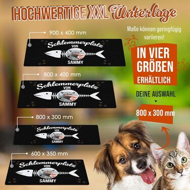 Персоналізований килимок для годування котів з ім'ям та фото - Royal Print, 80x30 см, миючий, антиковзаючий