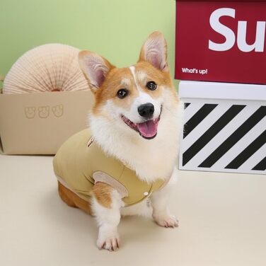 Зунеа Зимові куртки для собак, флісова підкладка, D-Ring, теплі, для холодної погоди, жилети, одяг для цуценят, хакі, 3XL