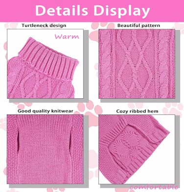 Теплий зимовий одяг для собак - пуловер для цуценят, дівчаток та хлопчиків, в'язаний одяг для домашніх тварин, безрукавний пуловер для котів, одяг для собак (Великий, Рожевий)