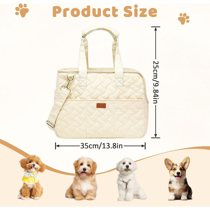 LCUHAVA Сумка-переноска для собак маленьких порід, до 5 кг, 41 x 30 x 18 см, складана, дихаюча, з ременем безпеки, для собак, кроликів, котів