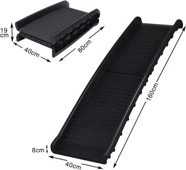 Рампа для собак Hunderampe, складна, антиковзка, до 90 кг, 156x40 см, для SUV, чорна