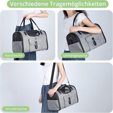 Транспортна сумка для собак та котів TAIKURA, переноска для тварин, дихаюча, з плечовим ременем та кишенями, до 5 кг (40x26x20 см)