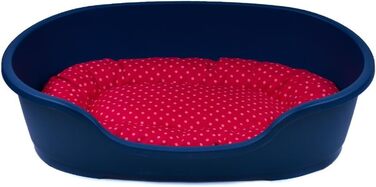 Корзина для собак Adena, 71 x 48 см, блакитна + подушка з принтами, 71 x 48 x 22 см