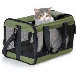 Транспортна переноска для собак та котів HITSLAM (M, Зелений) - розкладний бокс, для подорожей, авіалінії