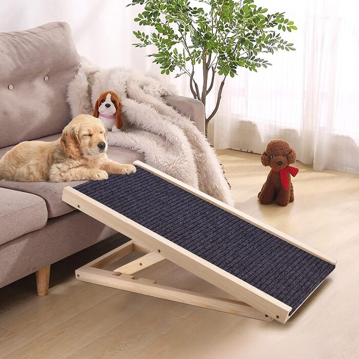 Рампа для собак Efan з масиву дерева, регульована висота, до 150 кг, для автомобілів та вантажівок (70 x 35 см, H30-40 см)