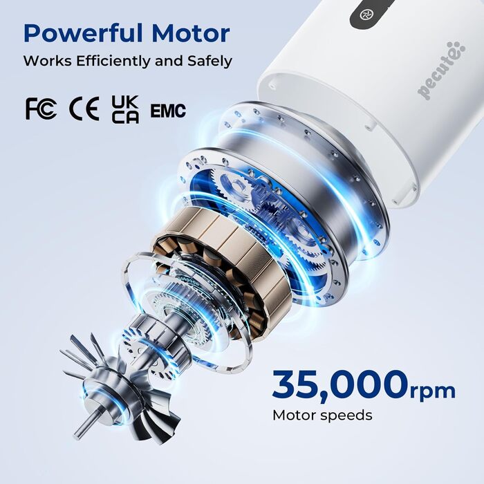 Пилсос для собак та котів Pecute 12000Pa з набором для грумінгу, 1.5л, машинка для стрижки