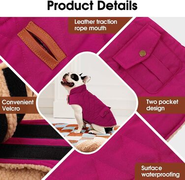 Зимовий теплий одяг для собак Citétoile - куртка з флісу для собак, з отвором для шлейки (L, фіолетовий)