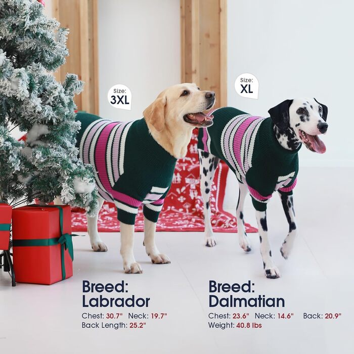 Пуловер для собак IECOii великого розміру XXXXL, 4XL, зелений. Теплий трикотажний пуловер для собак великих порід (Доберман, Німецька дога)