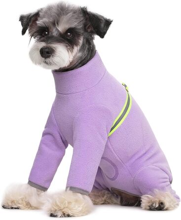 Теплий зимовий одяг для собак BT Bear: м'який флісовий костюм-піжама з відбивачем (фіолетовий, XS)