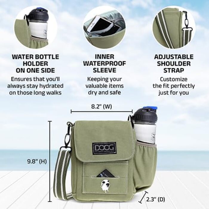 Сумка для прогулянок з собакою DOOG: зручна, з відділеннями для ласощів, пакунків для відходів та пляшкою води - чорна