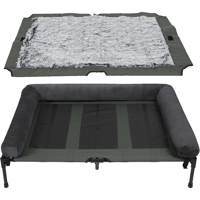 Підняте ліжко для собак BingoPaw XXL 130x90x18 см, для великих порід, вуличне, для саду, кемпінгу, сонячна лежанка, міцний металевий каркас