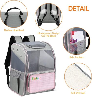 Рюкзак для тварин ALLSOPETS, складаний рюкзак-переноска для котів та маленьких собак, рожевий. Ідеально для подорожей, походів та кемпінгу. Знімний килимок.