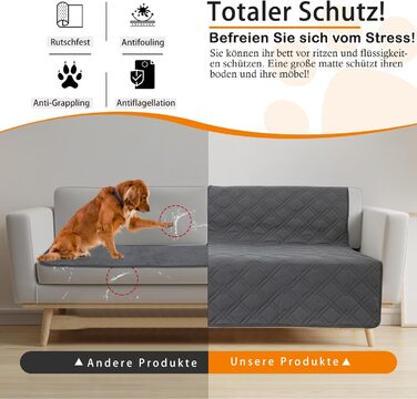 Водонепроникний плед для собак GYURO, великий, миючий, з неслизьким покриттям, захищає меблі (сірий, 235*259 см)