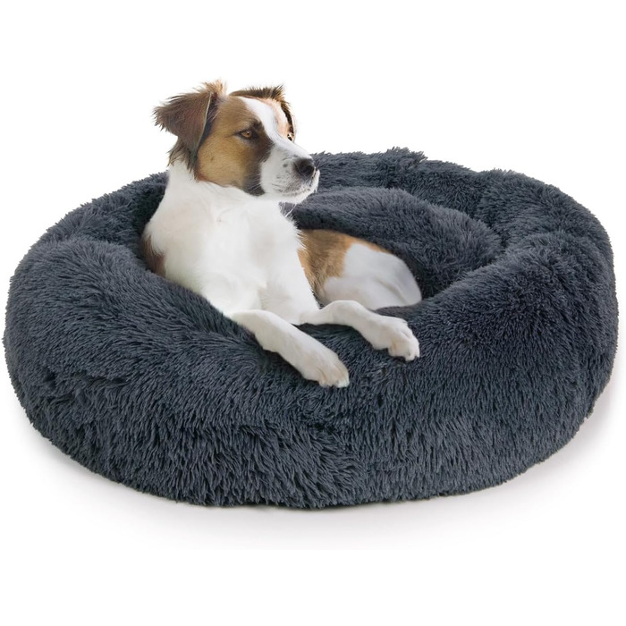 Кругле ліжко для собак Ceddie - м'яке, зручне, темно-сіре, діаметр 100 см