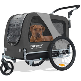 DOGGYHUT® Преміум велосипедний причіп і візок для собак 2 в 1, Jogger, для середніх і великих собак до 35 кг, 270 л, сірий/чорний