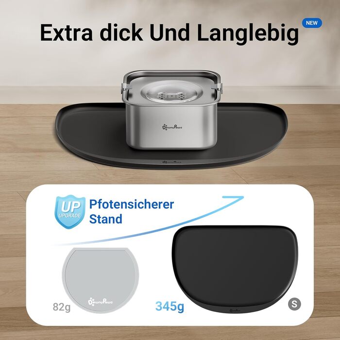 Підкладка під миску для котів DownyPaws, силіконова, чорна, 45 x 32 см. Захист від розливання, легко миється.