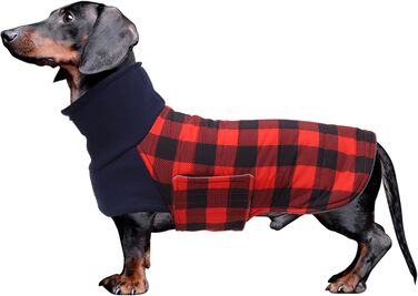 Теплий водонепроникний зимовий одяг для собак, теді для такс, M, в клітинку, червоний